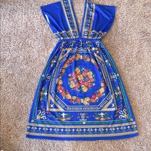 Vintage Floral Blue Summer Dress